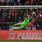 Barcelona goalkeeper Sandra Panos dives to make a save during a match against Atletico Madrid earlier this year.