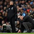 Nervy night: Manchester City manager Pep Guardiola's (right) patience was tested in a 1-0 defeat to Manchester United