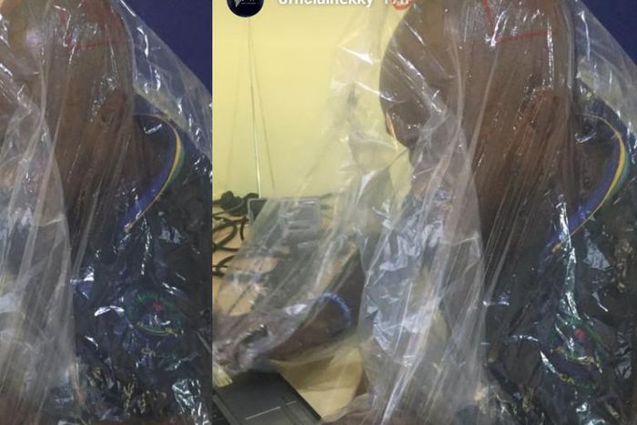 Police officer’s new protection against COVID-19 is ‘one-in-town’ (photos)