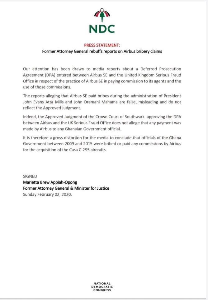 Mahama's attorney general says no gov't official received bribe from Airbus