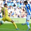 Target man: Willian Jose shoots to score his most recent goal for Real Sociedad, against Villarreal on January 5