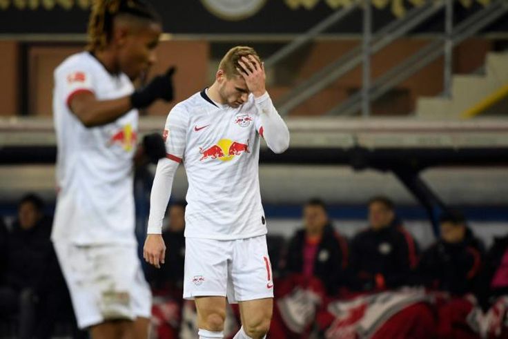 RB Leipzig pair Christopher Nkunku and Timo Werner show their frustration at Paderborn before their team won 3-2 to go top of the Bundesliga