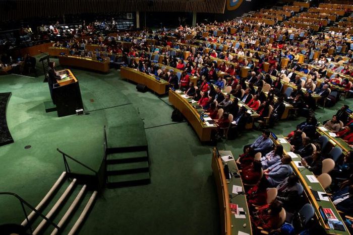 Finnish Prime Minister Sanna Marin speaks to the United Nations Observance of International Women's Day 2020
