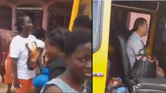 Passengers run out of commercial bus as 2 Chines men boards the car (video)