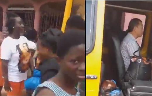 Passengers run out of commercial bus as 2 Chines men boards the car (video)