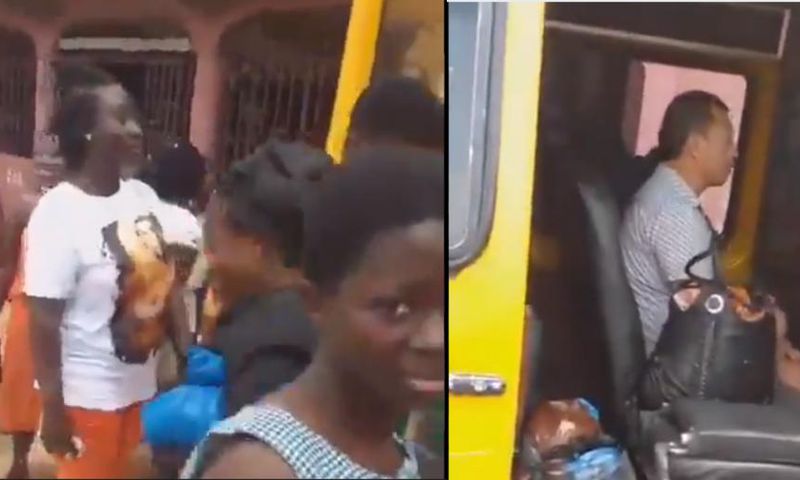 Passengers run out of commercial bus as 2 Chines men boards the car (video)