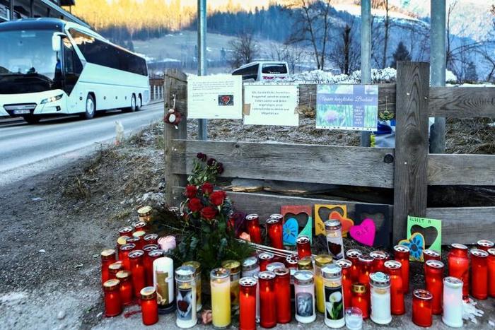 Well-wishers have made a makeshift memorial to the victims of the crash in the Alpine village
