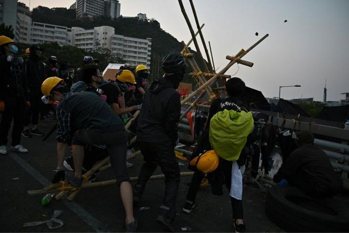 Protesters have created some huge weapons