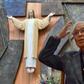 Atomic bomb survivor Kenji Hayashida speaks during an interview with AFP at a Catholic church in Nagasaki ahead of a visit by Pope Francis