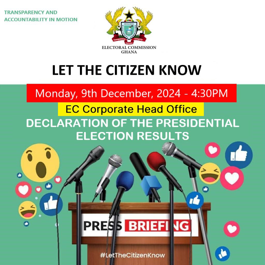 EC to declare presidential election results at 4:30 PM today