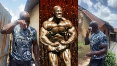 Ghanaian bodybuilding champion breaks down as he revisits his childhood home (Video)