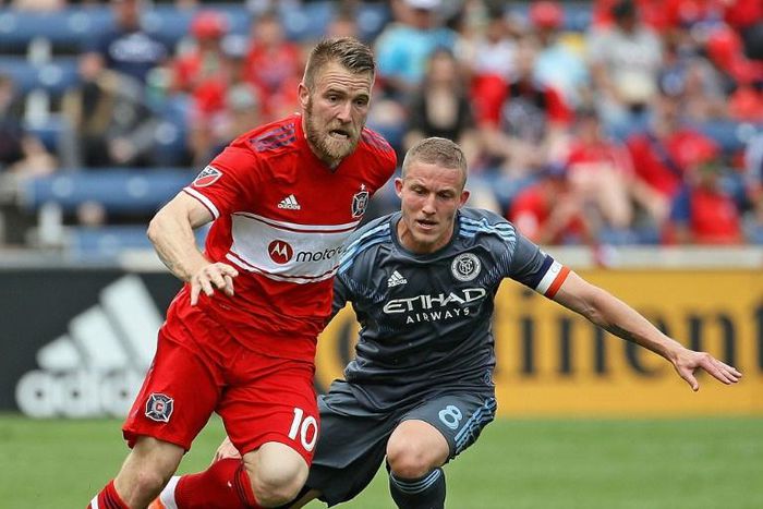 Aleksandar Katai (left) has parted company with Los Angeles Galaxy after his wife posted racist messages on social media