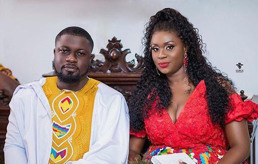 Bibi Bright and her husband, Akwasi Boateng looking regal at their traditional wedding.