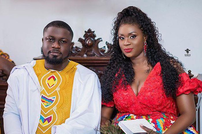 Bibi Bright and her husband, Akwasi Boateng looking regal at their traditional wedding.