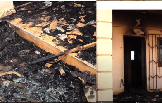 Angry Ofankor residents burn down property of ‘killer’ landlord as he's in remand (video)