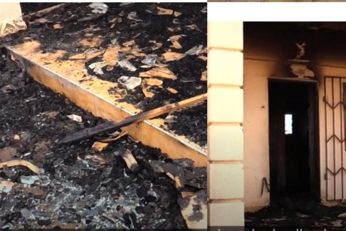 Angry Ofankor residents burn down property of ‘killer’ landlord as he's in remand (video)