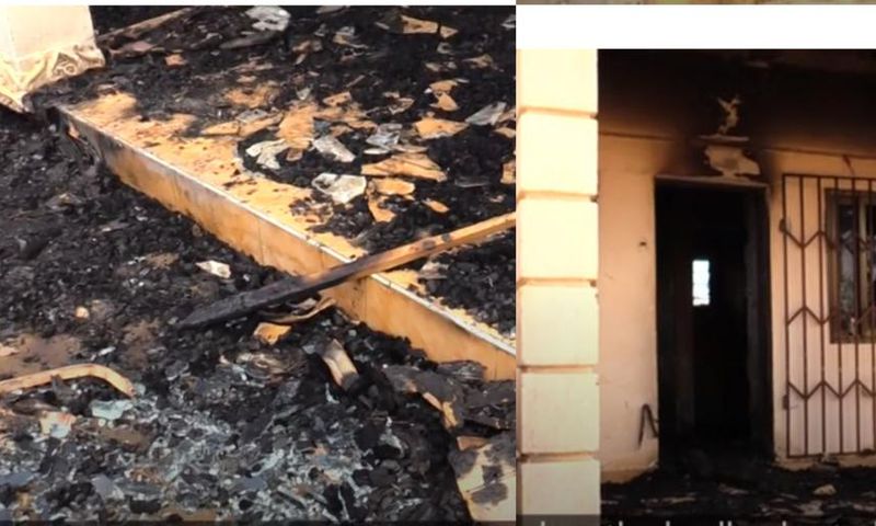 Angry Ofankor residents burn down property of ‘killer’ landlord as he's in remand (video)