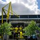 Borussia Dortmund's Signal Iduna Park stadium would normally have hosted 82,000 spectators for the Ruhr derby with Schalke 04