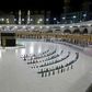 A handful of worshippers pray at the Islam's holiest shrine, the Grand Mosque complex in Saudi Arabia's holy city of Mecca, usually teeming with pilgrims as the annual hajj pilgrimage approaches