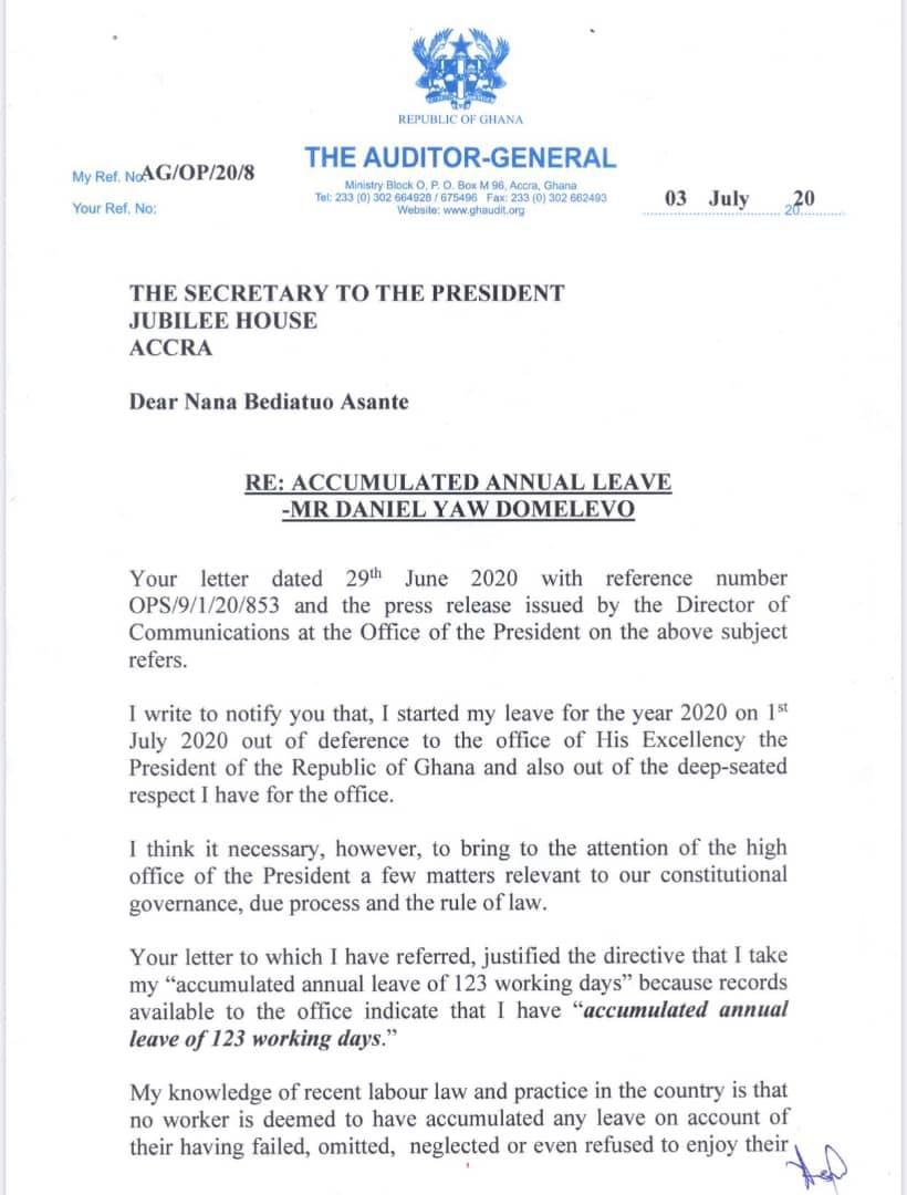 Domelevo's letter