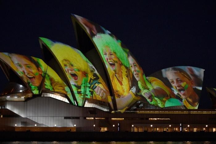 Sydney Opera House is lit up in celebration of Australia and New Zealand’s joint bid to host the FIFA Women’s World Cup 2023