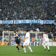 Lazio fans raise a banner that reads "Mourinho a real man in a football that is fake", celebrating Inter's charge to the league title at the expense of local rivals Roma