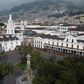 Aerial view of the empty Plaza Grande square in Quito on March 25, 2020