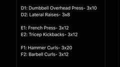 gustavo merino's workout, detailed in a screenshot, along with his goals