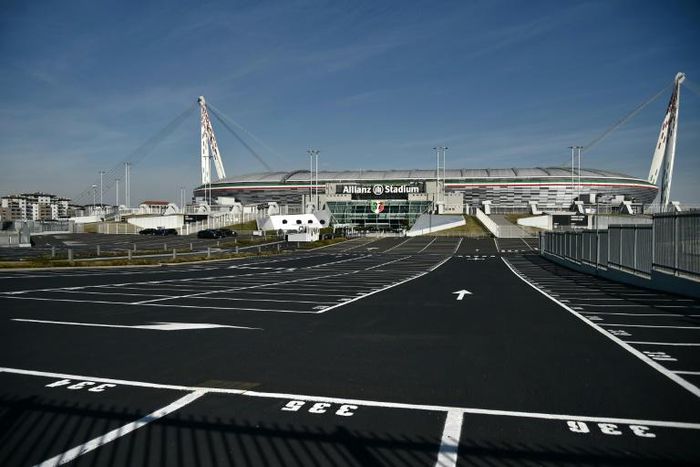 The deserted surroundings of Juventus's Allianz Stadium in Turin during Italy's strict lockdown