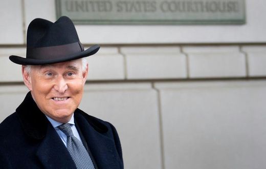 Roger Stone leaves the federal courthouse in Washington, DC after a sentencing hearing on February 20, 2020