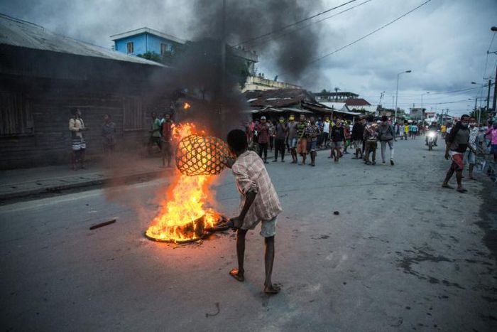 Protesters burned tyres, blocked roads and threw stones at security forces