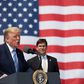US President Donald Trump, with Defense Secretary Mark Esper