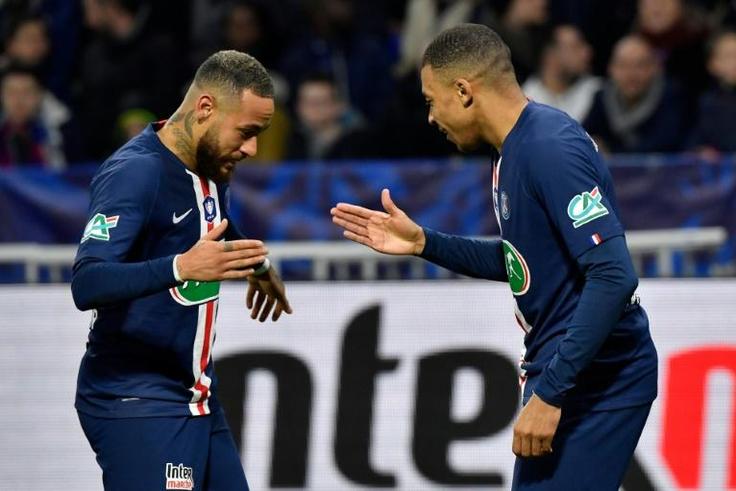 Paris Saint-Germain superstars Kylian Mbappe and Neymar. PSG have been named French champions for the seventh time in eight years after the season was declared over on Thursday