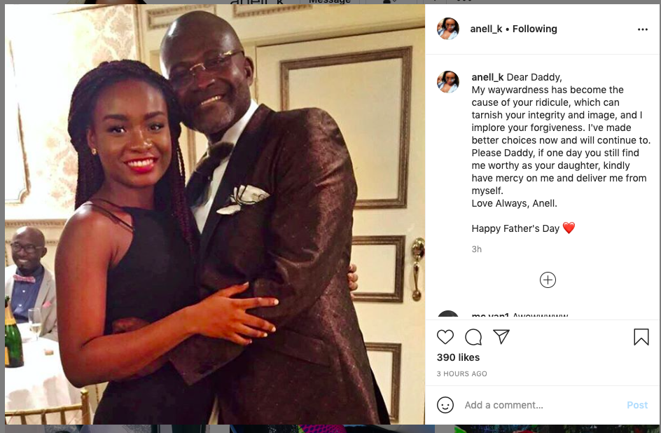 Kennedy Agyapong’s ‘wayward’ daughter apologizes in a touching Father’s Day message