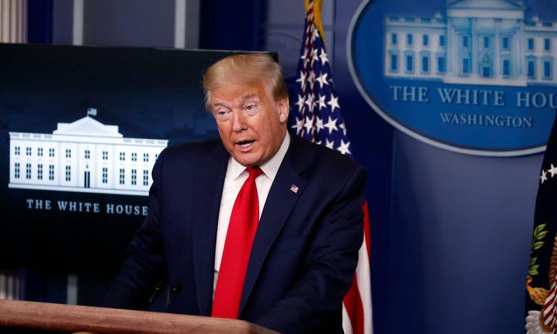 President Donald Trump speaks with reporters about the coronavirus in the James Brady Briefing Room of the White House, Friday, May 22, 2020, in Washington. (AP Photo/Alex Brandon)