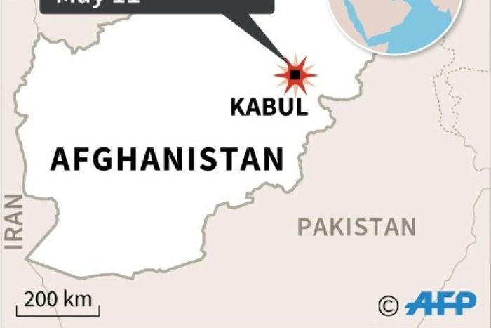 Map of Afghanistan locating Kabul where four roadside bombs exploded on Monday