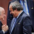 Sepp Blatter received the congratulations of Michel Platini after being re-elected on May 29, 2015