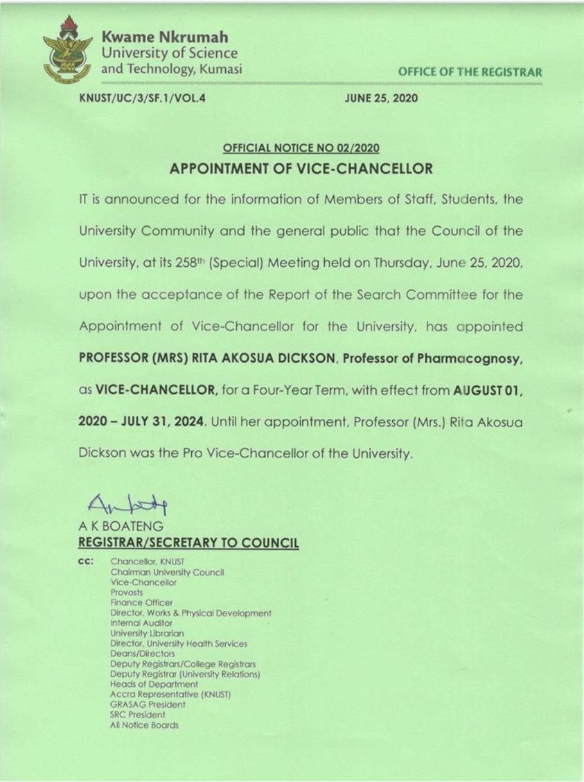 Letter from KNUST