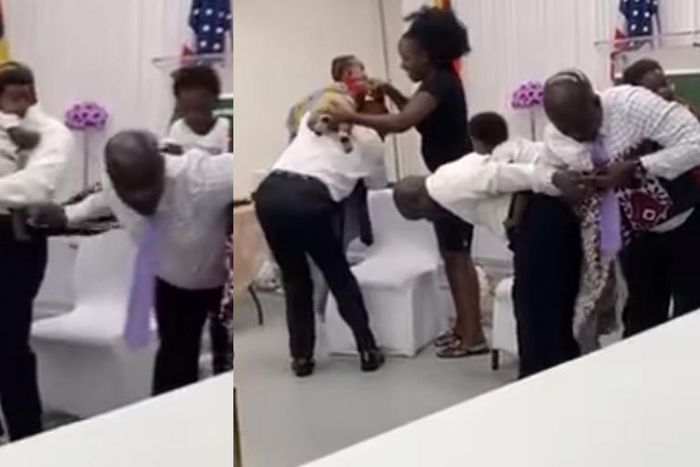 Women laugh hard as men failed to carry babies on their back in a competition (video)