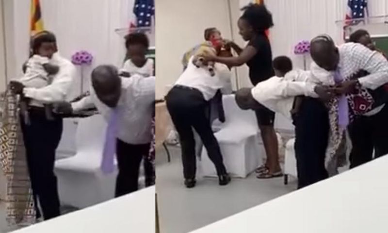 Women laugh hard as men failed to carry babies on their back in a competition (video)