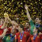 Champions: Spain celebrate their 2010 World Cup victory at Soccer City stadium in Soweto