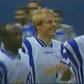 Klinsmann celebrates with Abedi Pele and Weah after the equaliser