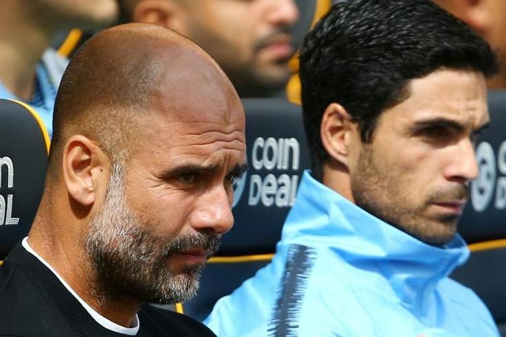 Juanma Lillo will replace Mikel Arteta (right) as assistant to Pep Guardiola (left)
