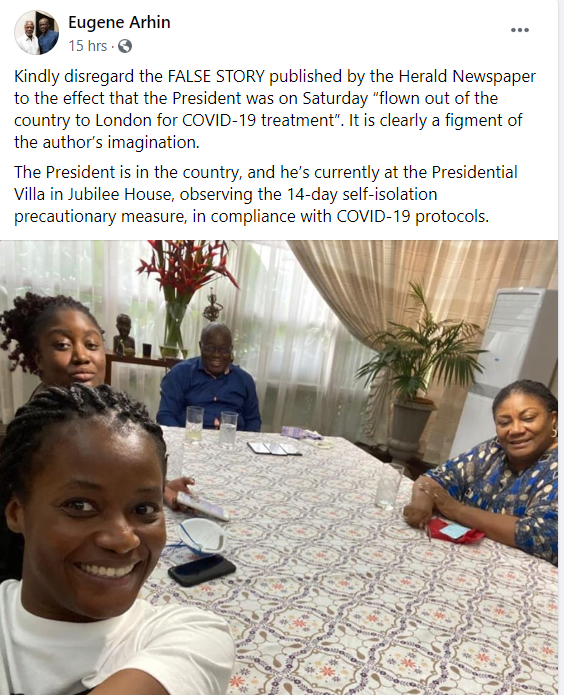 Eugene Arhin's Facebook post