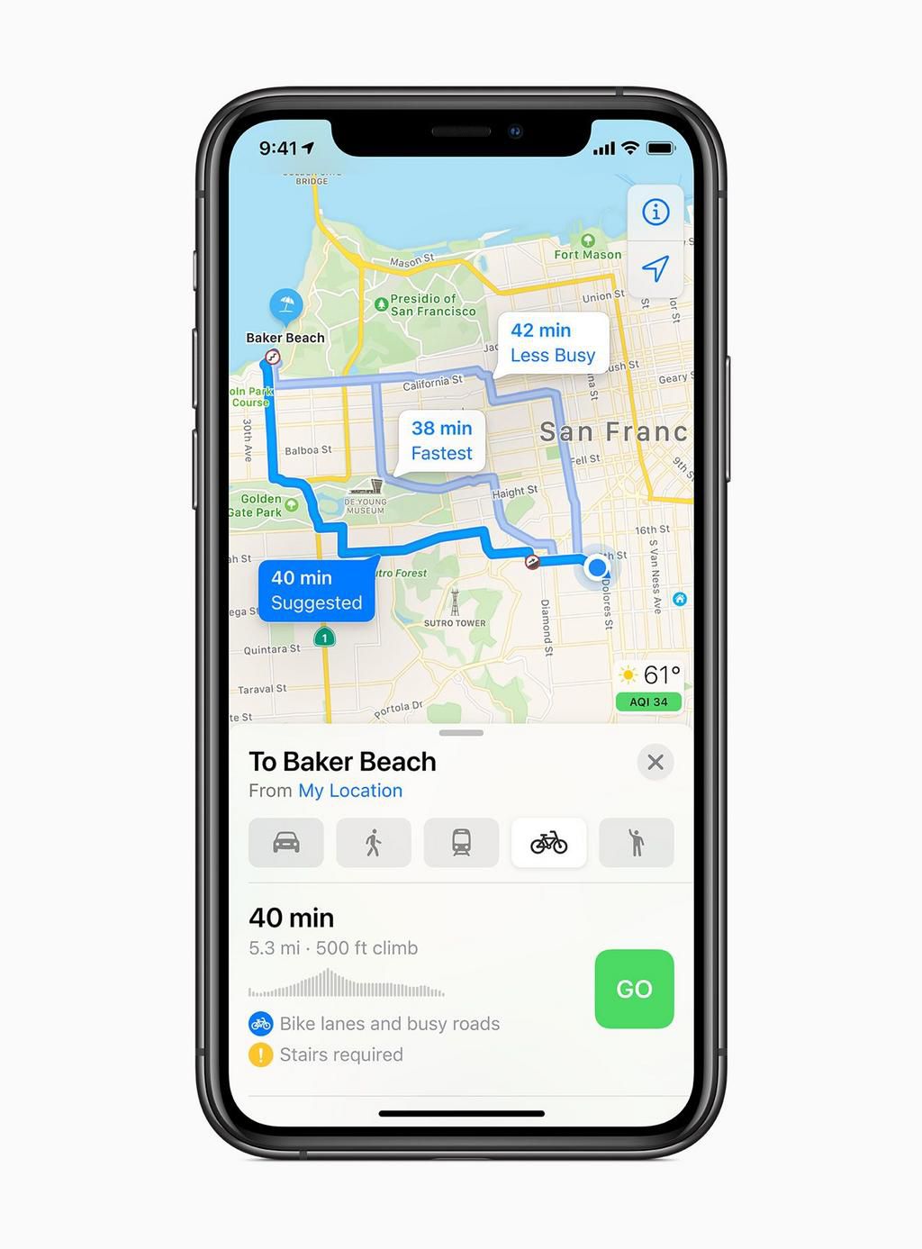 Apple Maps new cycling feature can tell you when you might have to take the stairs.