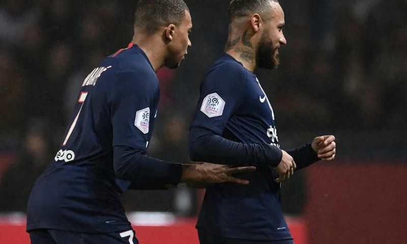 Paris Saint-Germain's star duo Kylian Mbappe and Neymar. PSG are set to be confirmed as champions again with the French league expected to confirm the season as over