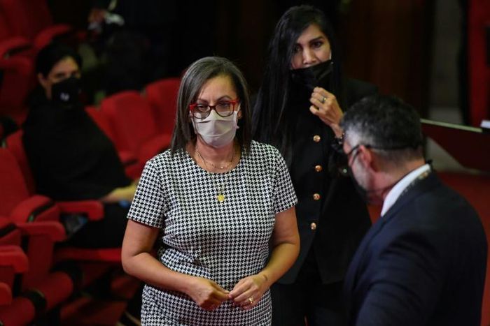 The new president of Venezuela's National Electoral Council (CNE), Indira Maira Alfonzo, at the inauguration of the new body at the Supreme Court headquarters in Caracas, on June 12, 2020