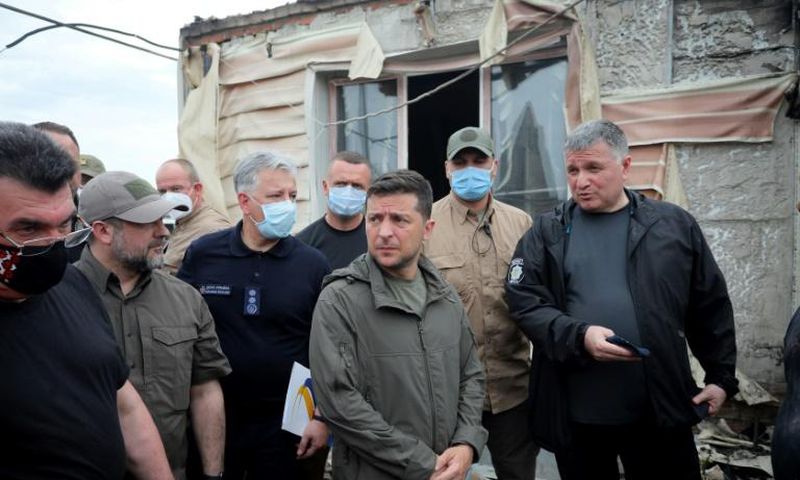 Ukrainian President Volodymyr Zelensky visited the scene on Wednesday
