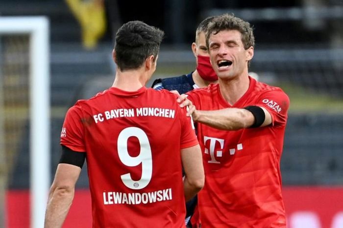 Bayern Munich will be without Thomas Mueller (R) and Robert Lewandowski, who have contributed to 60 of Bayern's 90 league goals this season