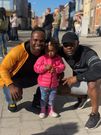 Akwasi Frimpong far left and brother Kofi far-right April 2019 with  Akwasi Frimpong,s daughter Ashanti Frimpong in the middle